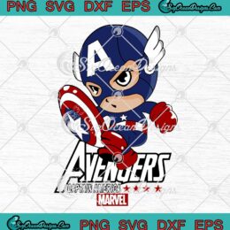 Avengers Captain America Chibi SVG Cartoon Marvel Superhero SVG PNG EPS DXF Cricut File