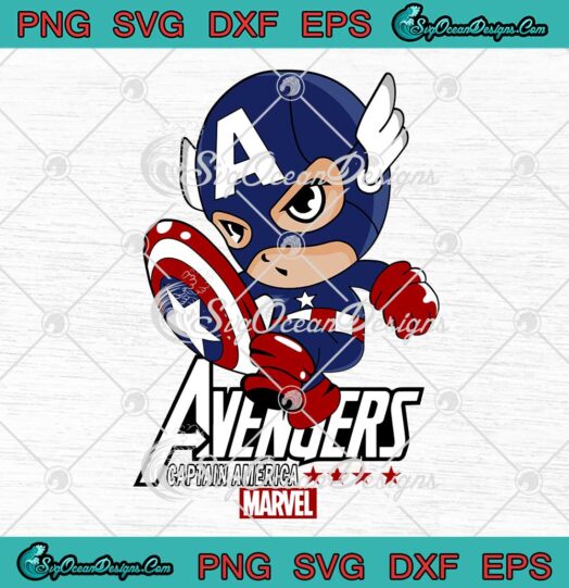 Avengers Captain America Chibi SVG Cartoon Marvel Superhero SVG PNG EPS DXF Cricut File