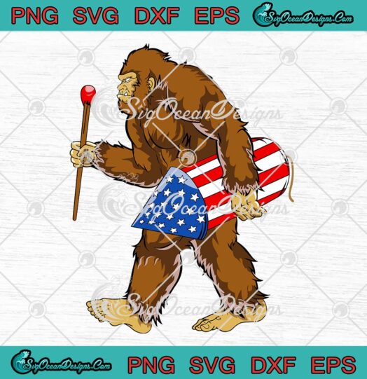 Bigfoot Fireworks Merica 4th Of July SVG Patriotic Sasquatch Lover SVG PNG EPS DXF Cricut File