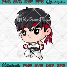 Chibi Ryu Street Fighter SVG Video Game Gift Gaming Lovers SVG PNG EPS DXF Cricut File