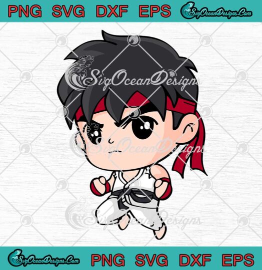 Chibi Ryu Street Fighter SVG Video Game Gift Gaming Lovers SVG PNG EPS DXF Cricut File