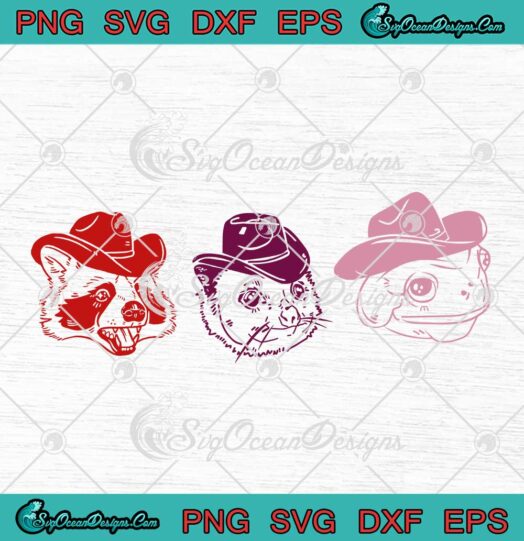 Cowpal Trio In Pink Opossum Raccoon Frog Funny Sarcastic SVG PNG EPS DXF Cricut File