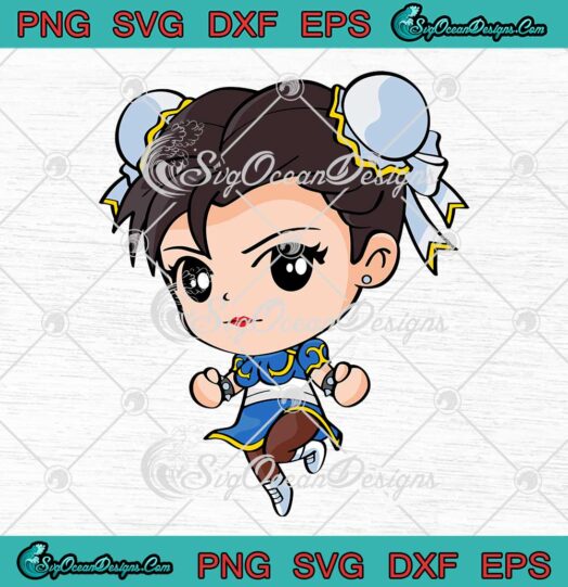 Cute Chibi Chun Li Street Fighter SVG Video Game Gaming SVG PNG EPS DXF Cricut File