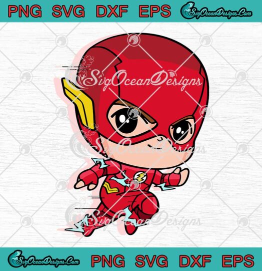 Cute Chibi Flash Marvel Comics SVG Flash Marvel Superhero SVG PNG EPS DXF Cricut File