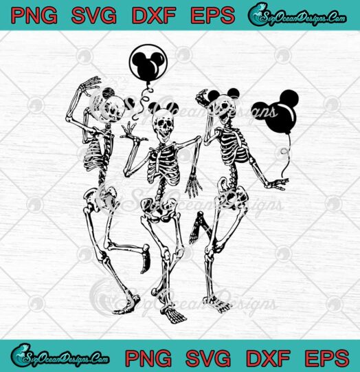 Disney Skeleton Mickey Ears Dancing Skeleton Halloween SVG PNG EPS DXF Cricut File
