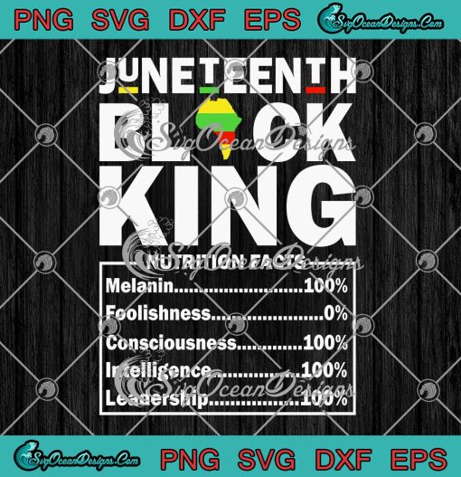 Juneteenth Black King Nutrition Facts SVG African American Black History Month SVG PNG EPS DXF Cricut File