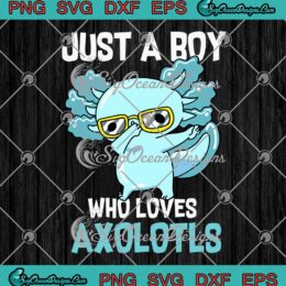 Just A Boy Who Loves Axolotls Cute Kawaii Gift SVG PNG EPS DXF Cricut File