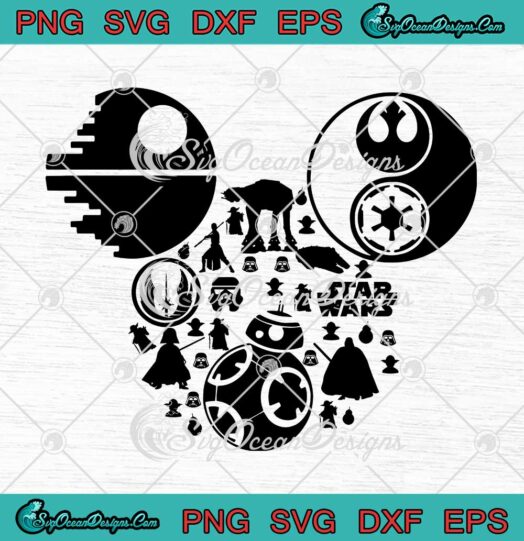 Mickey Mouse Head Galaxys Edge SVG Disney Star Wars Characters SVG PNG EPS DXF Cricut File