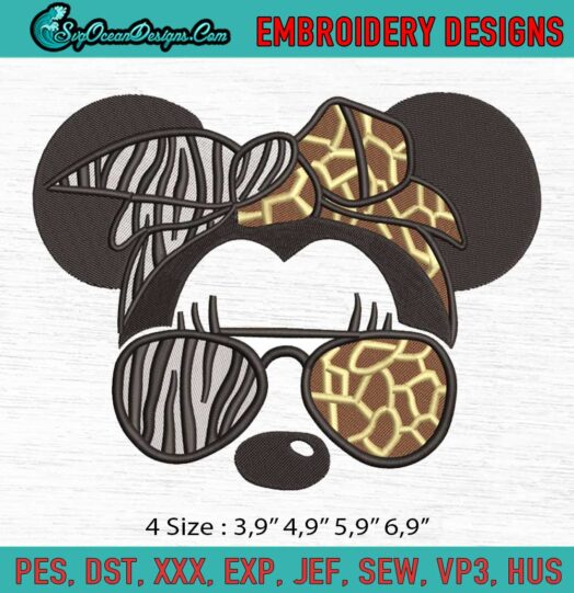 Minnie Mouse heads Safari Logo Embroidery File