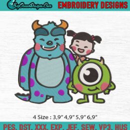 Mike Wazowski And Boo With James P Sullivan Monsters - Disney Machine Embroidery Digitizing Design File