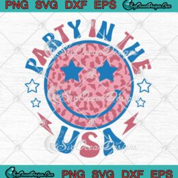 Smiley Face Party In The USA 4th Of July Independence Day SVG PNG EPS DXF Cricut File