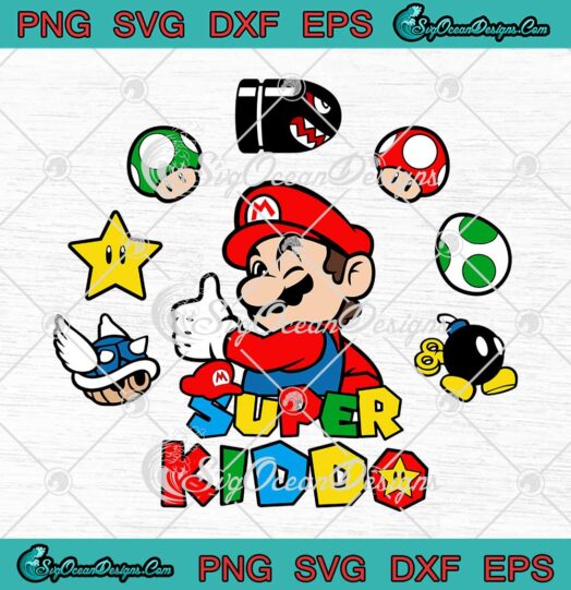 Super Kiddo Super Mario Birthday Kids SVG Custom Gaming Birthday SVG PNG EPS DXF Cricut File