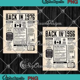 Back In 1976 PNG, Back In 1956 Printable PNG, Newspaper Birthday Poster PNG JPG, Digital Download