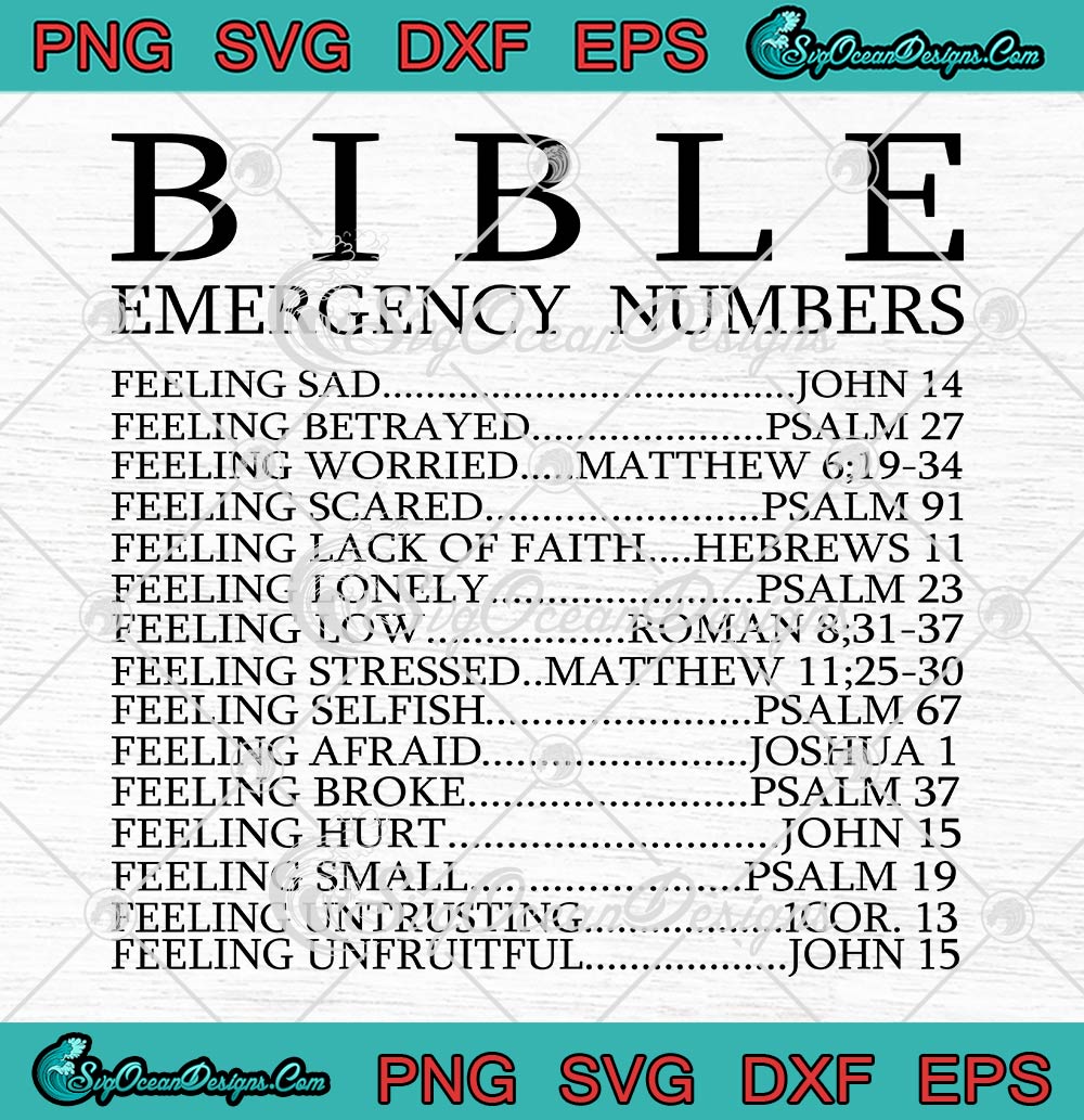 Bible Emergency Numbers SVG, Funny Hotline God SVG, Jesus Faith Christian  Gift SVG PNG EPS DXF, Cricut File