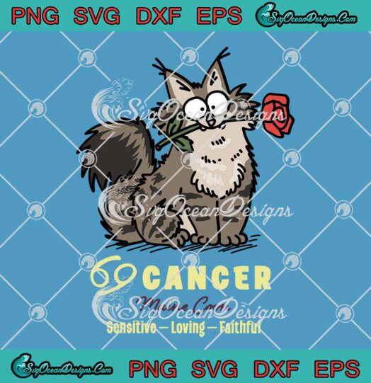 Cancer Zodiac SVG Maine Coon Sensitive Loving Faithful SVG PNG EPS DXF Cricut File