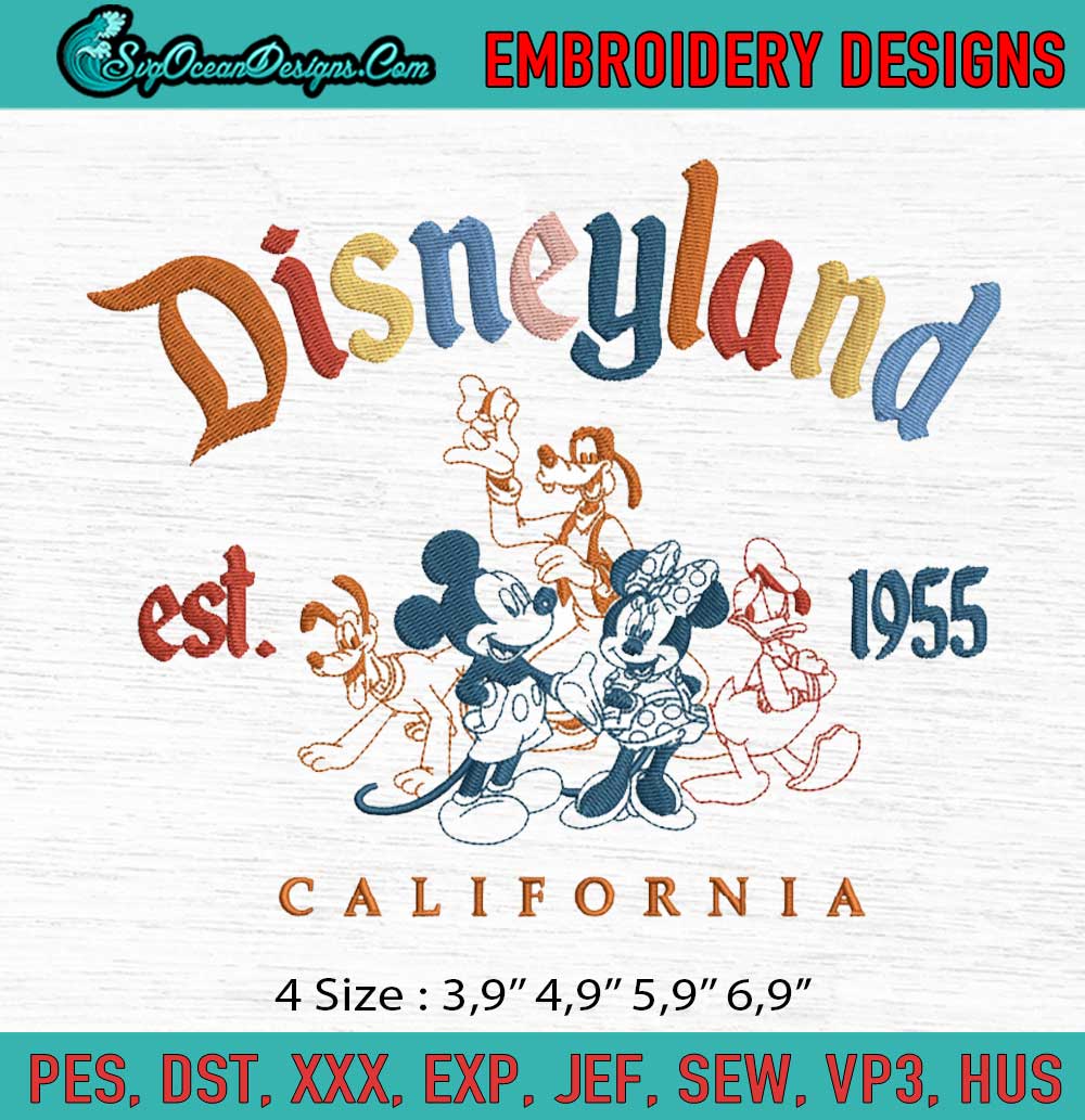Disneyland Est 1955 California Embroidery, Mickey And Friends