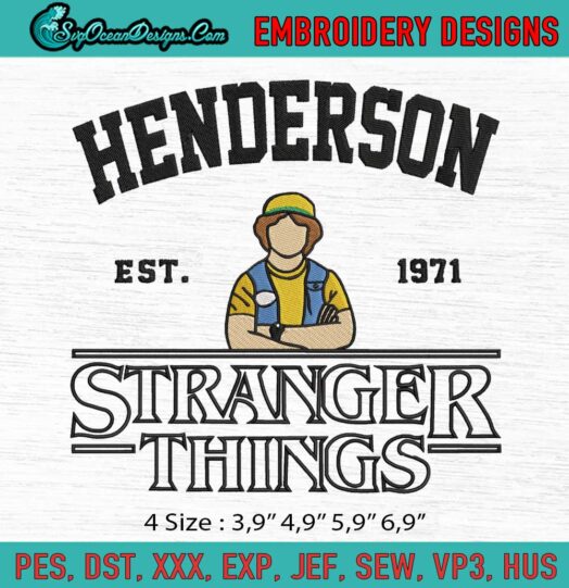 Dustin Henderson Stranger Things Logo Embroidery File