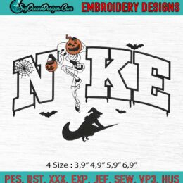 Halloween Embroidery, Skeleton Pumpkin Embroidery, Swoosh Skeleton Embroidery, Machine Embroidery Digitizing Design File