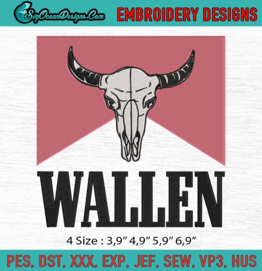 Hot Pink Wallen Bull Skull Western Bull Cowboy Wallen Sublimation Logo Embroidery File