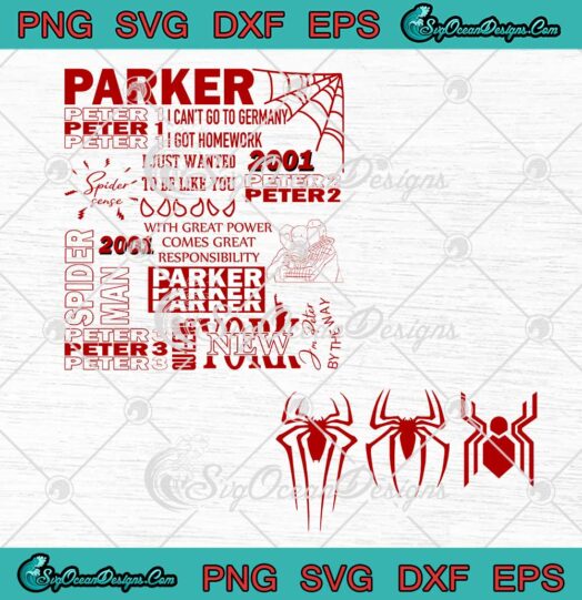 Marvel Peter Parker Spider Man SVG MCU Character Quotes Collage SVG PNG EPS DXF Cricut File Cricut File Silhouette Art