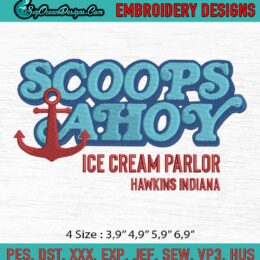 Scoops Ahoy Ice Cream Parlor Embroidery, Scoops Ahoy Embroidery, Stranger Things Embroidery, Machine Embroidery Digitizing Design File