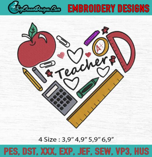 TeacherTeacher Heart Teacher Appreciation Teacher Icon Logo Embroidery File