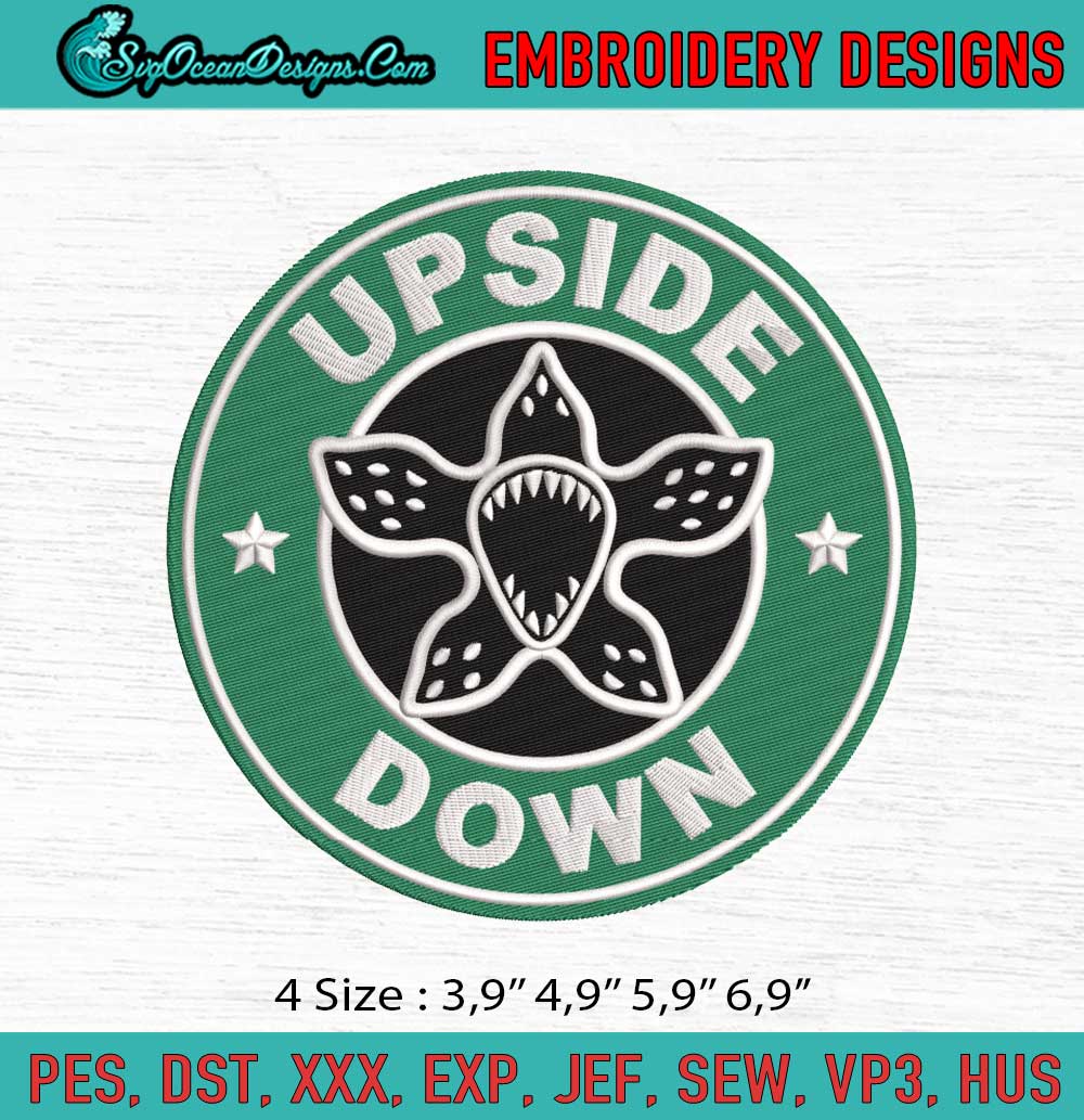 Upside Down Coffee Logo Embroidery, Stranger Things Embroidery ...