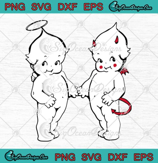 Angel And Devil Cuties SVG, Kids Gift Cute SVG PNG EPS DXF, Cricut File