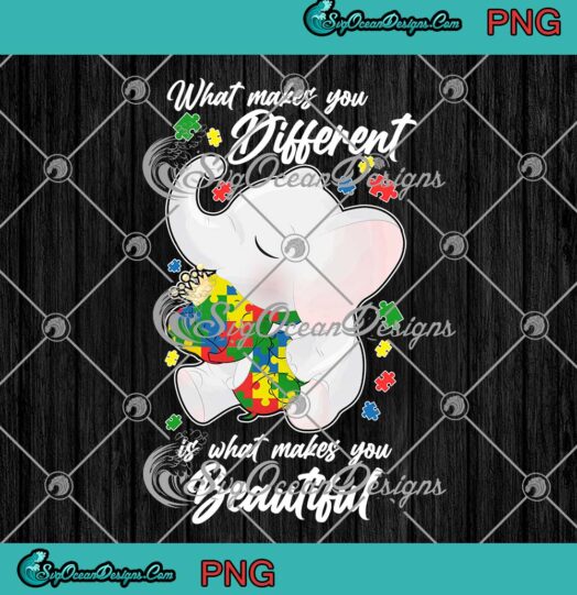 Autism Elephant PNG, What Makes You Different PNG, Is What Makes You Beautiful PNG JPG, Digital Download