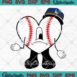 Bad Bunny Dodgers Sad Heart SVG, Bad Bunny SVG, Los Angeles Dodgers Baseball SVG PNG EPS DXF PDF, Cricut