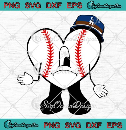 Bad Bunny Dodgers Sad Heart SVG, Bad Bunny SVG, Los Angeles Dodgers Baseball SVG PNG EPS DXF PDF, Cricut