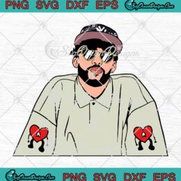 Bad Bunny Rapper SVG, Bad Bunny Playboy SVG, Sad Heart Gift SVG PNG EPS DXF PDF, Cricut File