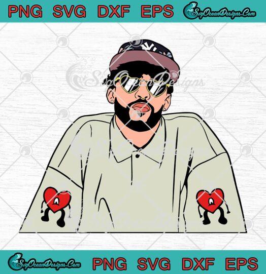 Bad Bunny Rapper SVG, Bad Bunny Playboy SVG, Sad Heart Gift SVG PNG EPS DXF PDF, Cricut File