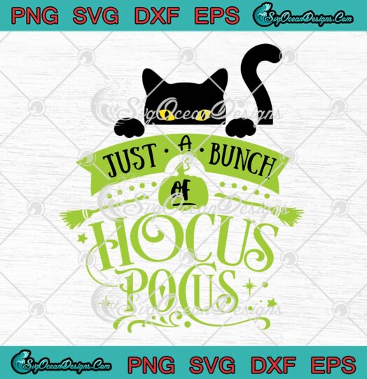 Black Cat Just A Bunch Of Hocus Pocus SVG, Halloween Spooky Season SVG PNG EPS DXF PDF, Cricut File