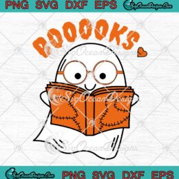 Boo Ghost Reading Books SVG, Spooky Halloween SVG, Boys Girls Kids Gift SVG PNG EPS DXF PDF, Cricut File