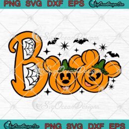 Boo Mickey Mouse Pumpkin SVG, Mickey Boo SVG, Disney Halloween Cute Gift SVG PNG EPS DXF PDF, Cricut File