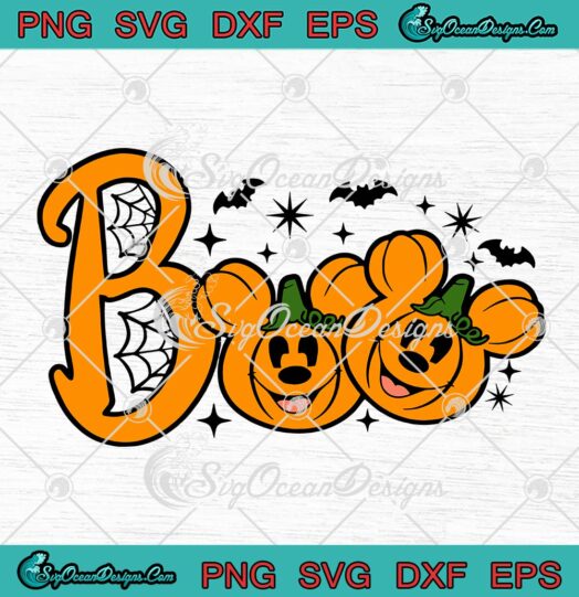 Boo Mickey Mouse Pumpkin SVG, Mickey Boo SVG, Disney Halloween Cute Gift SVG PNG EPS DXF PDF, Cricut File