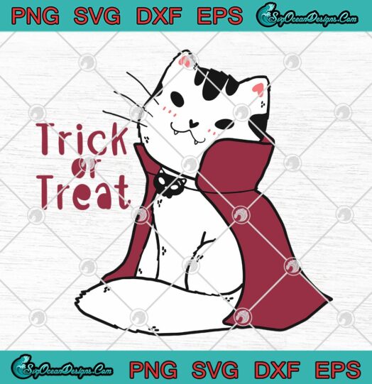 Cat Vampire Costume Trick Or Treat SVG, Cute Gift Halloween Cartoon SVG PNG EPS DXF PDF, Cricut File