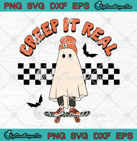 Creep It Real Vintage Slide Ghost SVG, Halloween Costume Retro SVG PNG EPS DXF PDF, Cricut File