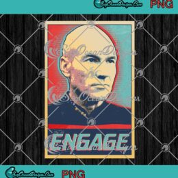 Engage Poster Star Trek Picard TNG PNG, Captain Picard TNG Vintage PNG JPG, Digital Download