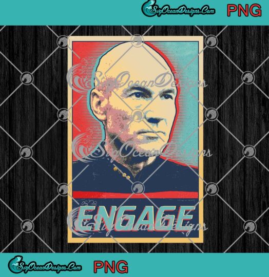 Engage Poster Star Trek Picard TNG PNG, Captain Picard TNG Vintage PNG JPG, Digital Download