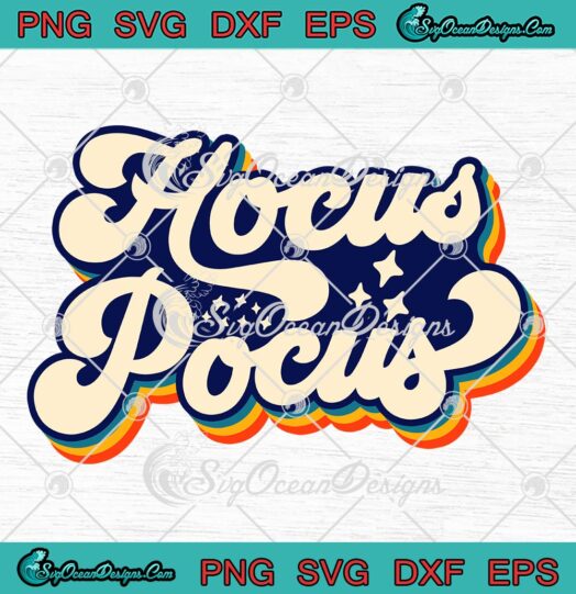 Hocus Pocus Retro Vintage Sunset SVG, Halloween Retro SVG PNG EPS DXF PDF, Cricut File