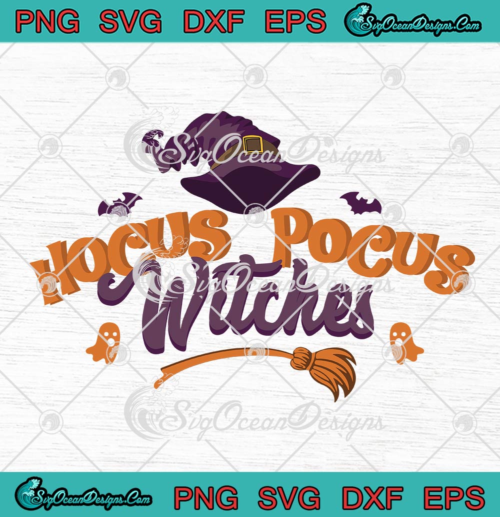Hocus Pocus Witches Halloween SVG, Witch Broom Spooky Season SVG PNG EPS DXF PDF, Cricut File
