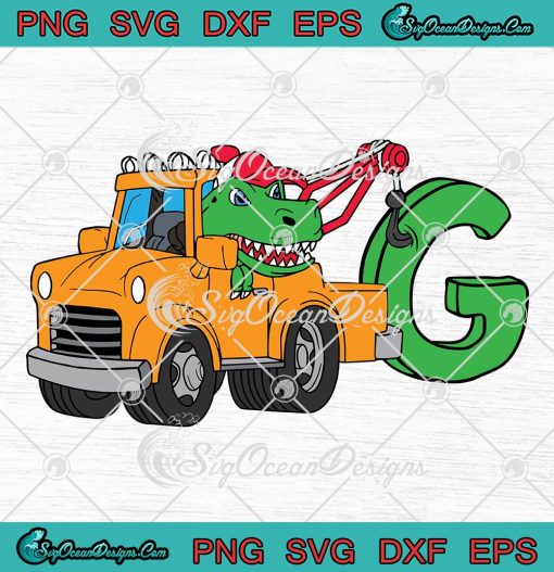 Kids Birthday Tow Truck Dinosaur SVG, T-Rex Custom Name SVG, Birthday Gift SVG PNG EPS DXF PDF, Cricut File