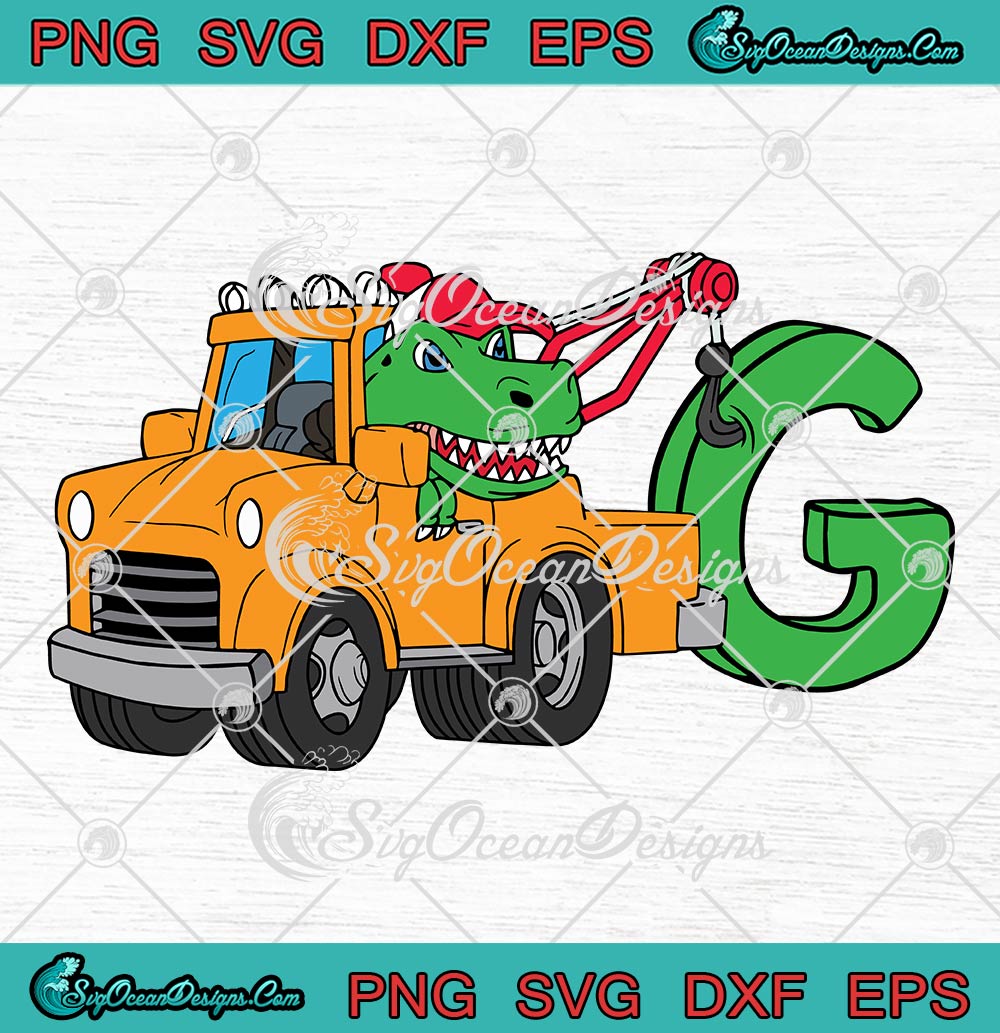 Kids Birthday Tow Truck Dinosaur SVG, T-Rex Custom Name SVG, Birthday Gift SVG PNG EPS DXF PDF, Cricut File