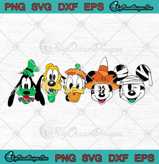 Mickey And Friends Halloween SVG, Disney Characters Halloween Gift SVG PNG EPS DXF PDF, Cricut File