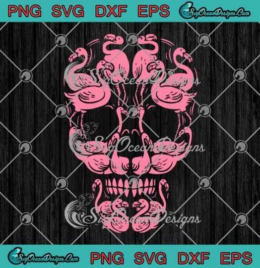 Pink Flamingo Skull SVG, Breast Cancer Awareness SVG, Halloween SVG PNG EPS DXF PDF, Cricut File