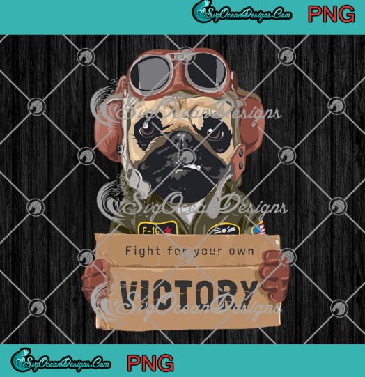 Pug Dog Aviator Holding Victory PNG, Cute Style Boy Kids Gift PNG JPG, Digital Download