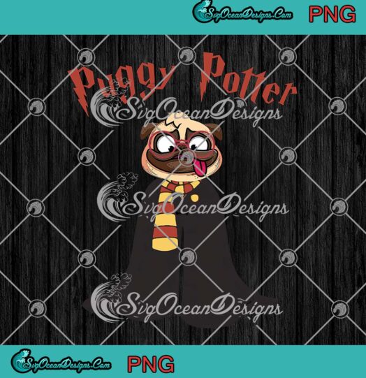 Puggy Potter Magic Wizard Pug PNG JPG, Funny Puggy Halloween Pug PNG JPG, Digital Download