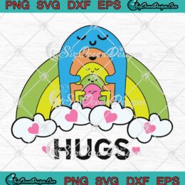 Rainbow Hugs Mental Health Awareness SVG, Cute Hugs Kids Hugs Family SVG PNG EPS DXF PDF, Cricut File